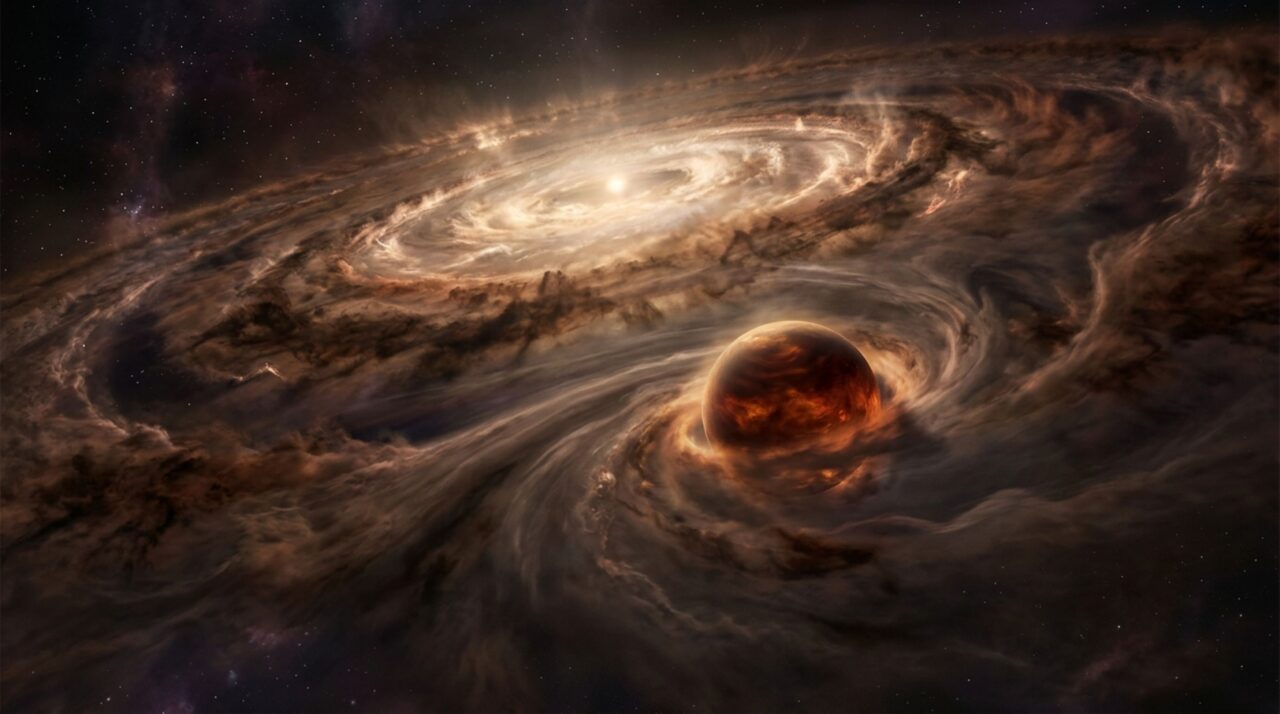 Um planeta recém-nascido foi flagrado enquanto ainda recebe material ao redor da estrela: astrônomos finalmente acompanham um gigante gasoso crescendo em ação