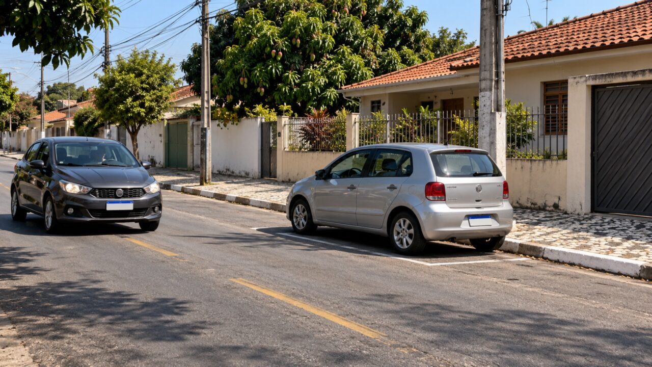 Motorista encontra uma vaga do outro lado da rua, estaciona de frente para os carros que vêm e descobre que estar dentro do espaço não elimina a infração