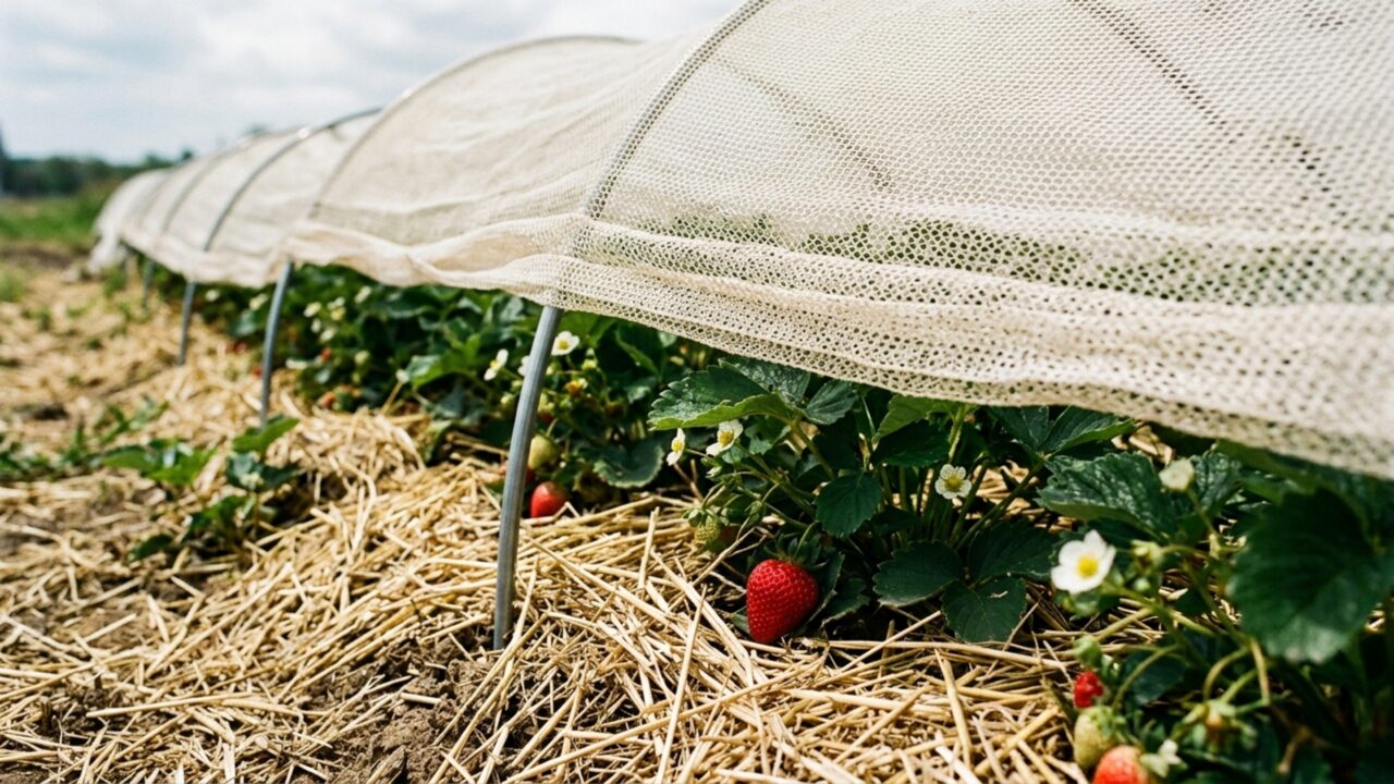 Uma espécie de tecido criada para proteger plantações elevou a produção de morangos em até 3,56 vezes sem bloquear chuva e luz