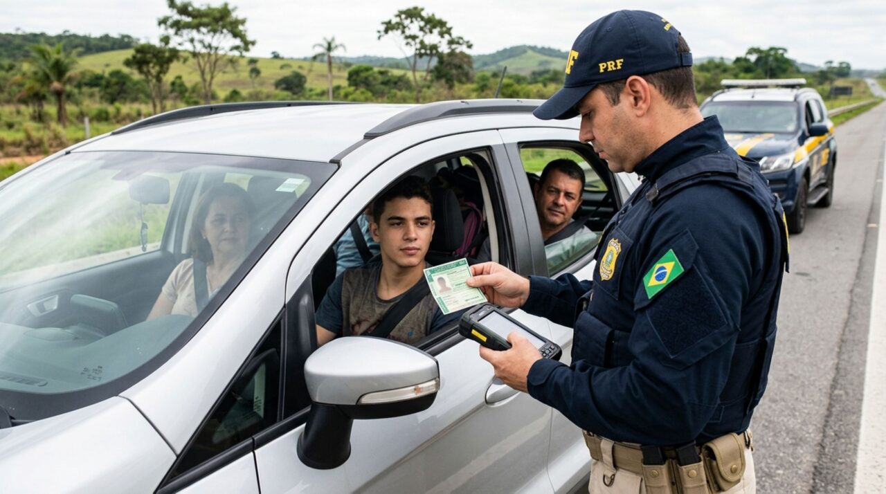 Jovem recém-habilitado decide viajar com a família para outro estado, é parado pela Polícia Rodoviária Federal e descobre se a permissão provisória tem a mesma abrangência da CNH definitiva