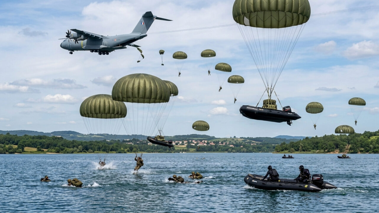 Por que eles pularam de um Airbus A400M em um lago no Tarn-et-Garonne