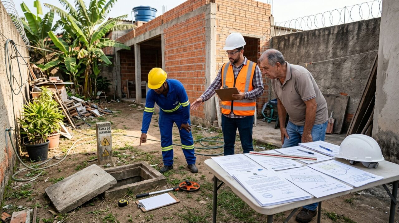 Mulher amplia a casa até a cerca dos fundos e descobre, ao regularizar a reforma, que uma faixa do terreno está sujeita a servidão registrada para manutenção de uma tubulação