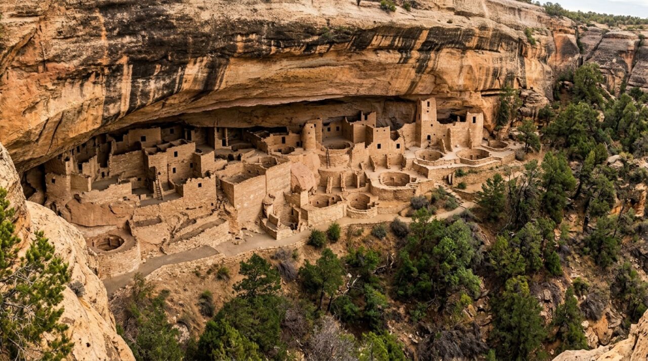 As casas de pedra construídas nos penhascos do Colorado que sobreviveram porque nascentes abriram alcovas no arenito