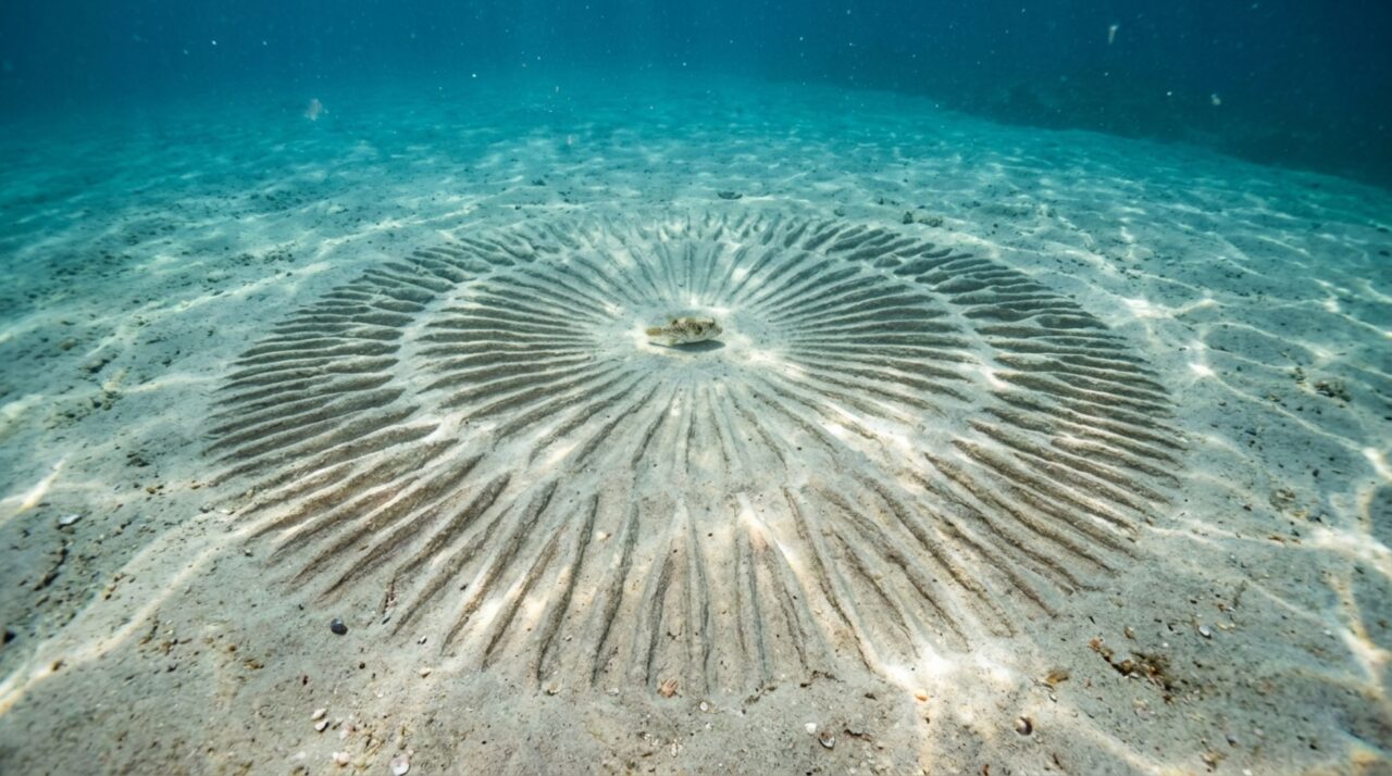 O peixe que constrói um círculo geométrico no fundo do mar durante dias para atrair uma parceira