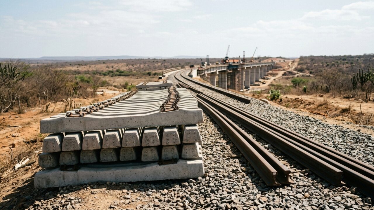 Megaobra de R$ 15 bilhões avança por 1.206 km do Nordeste, atravessa 53 municípios e promete criar uma das maiores ligações ferroviárias já construídas no interior brasileiro