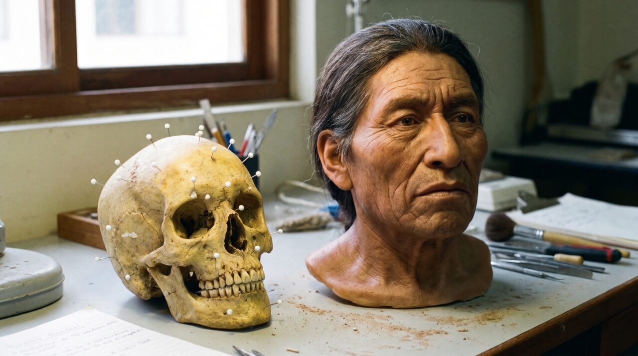 Um rosto de 3 mil anos voltou a ganhar forma digital e até o penteado precisou ser discutido com moradores dos Andes