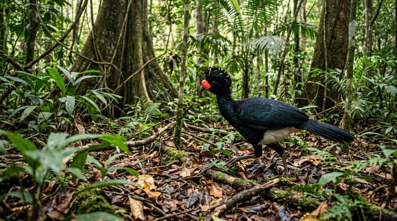 Após décadas fora de uma área da Mata Atlântica, mutum-do-bico-vermelho volta a ser registrado e pesquisadores acompanham se a população consegue se manter