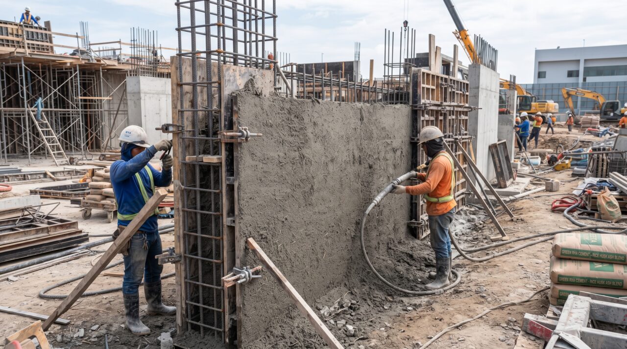 O uso da cinza de casca de arroz no cimento para criar concreto resistente a corrosão e infiltração.