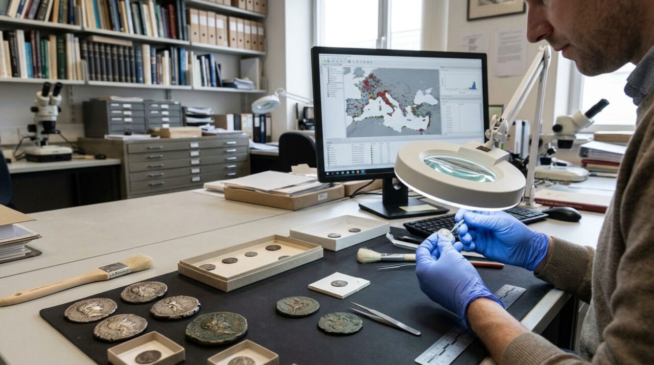 A análise digital de registros numismáticos permitiu reconstruir padrões de circulação monetária e conexões econômicas na República Romana