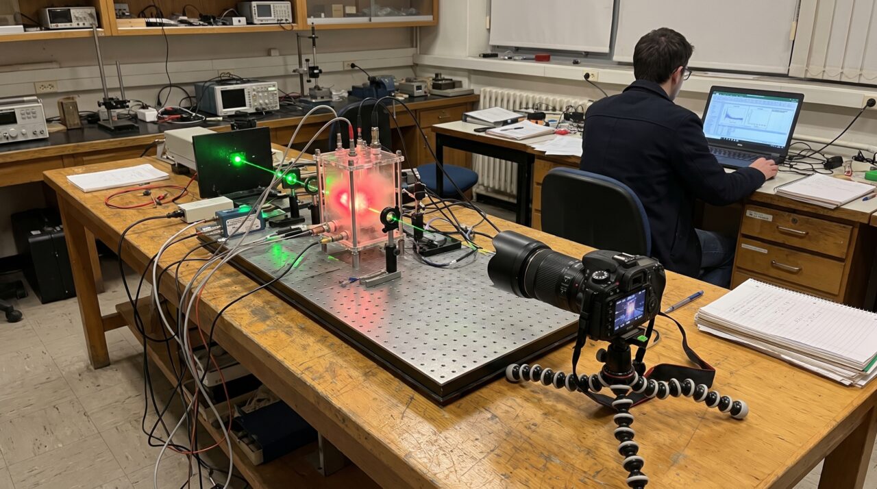 Uma única fotografia começou a revelar a frequência exata de um laser porque o desenho de luz gira quando a cor muda