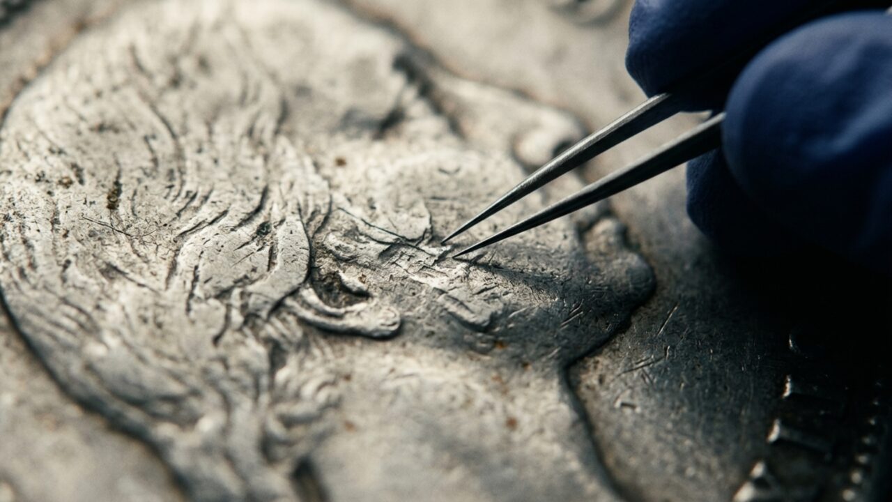 Uma moeda de 1834 parecia apenas destruída até o microscópio contar outra história: deformação pode ter nascido dentro da própria casa da moeda