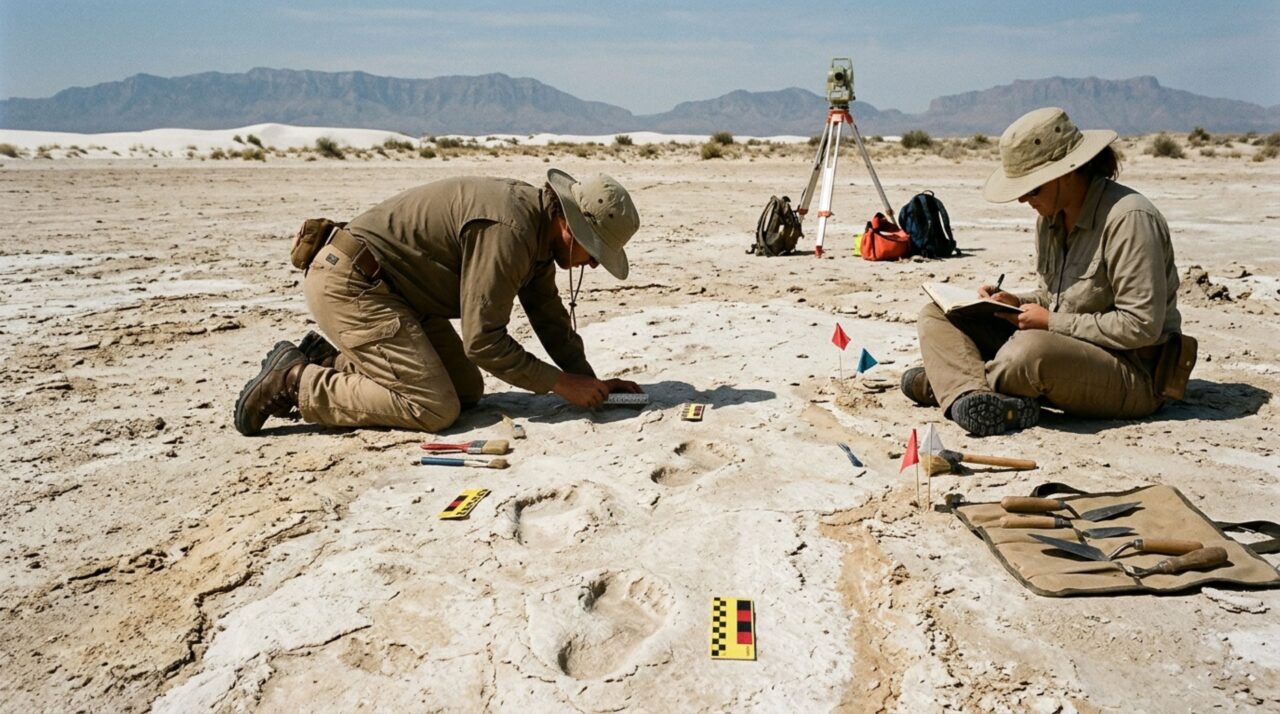 Escavações em White Sands identificaram vinte camadas com pegadas e outros vestígios preservados durante antigas mudanças climáticas