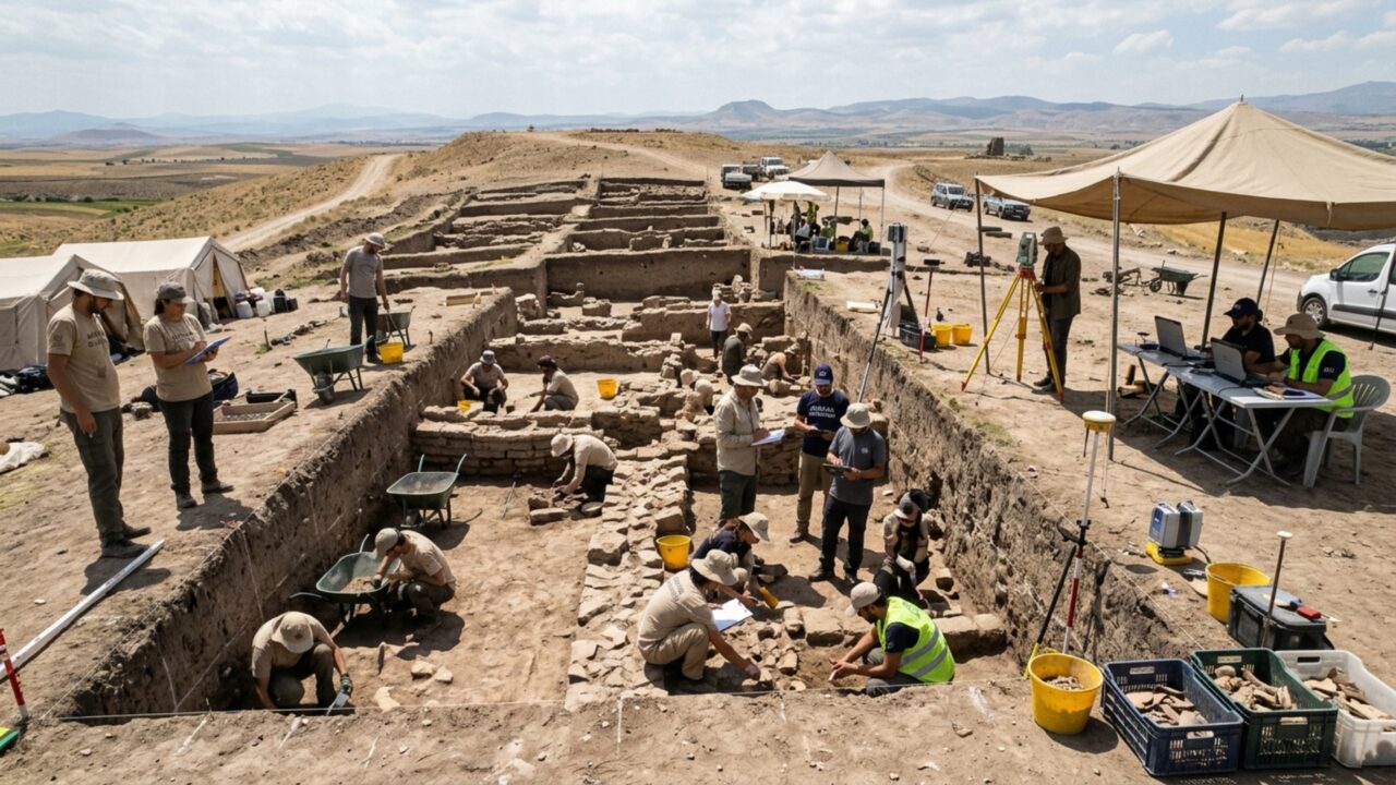 Um mosaico ficou escondido sob quatro camadas arqueológicas e apareceu onde ninguém havia encontrado um piso desse tipo em Kültepe