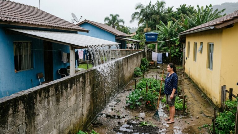 Casal amplia os fundos da casa com varanda coberta e só anos depois percebe que o caimento do telhado joga toda a chuva no quintal vizinho