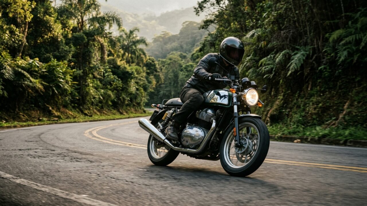Rodas de liga leve com pneus sem câmara e farol de LED modernizam esta moto de 648 cilindradas que mantém visual dos anos 1960 e posição esportiva de pilotagem