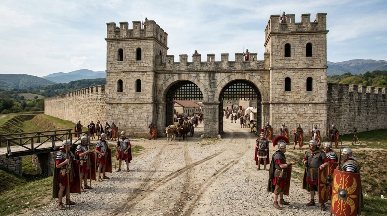 Reconstrução da Porta Praetoria mostra como poderia ter sido a entrada principal do acampamento da Legião XIII Gemina em Apulum
