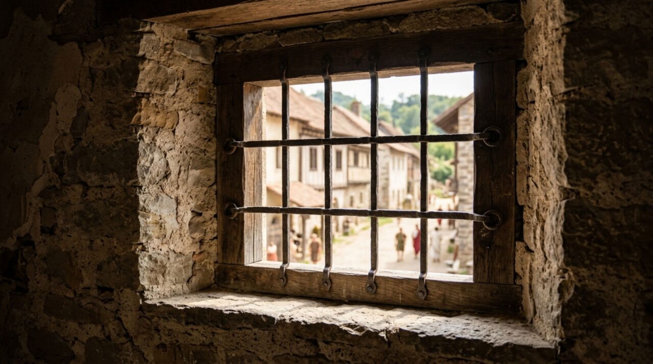 Reconstrução mostra como uma grade metálica poderia proteger uma janela e permitir ventilação nos edifícios romanos
