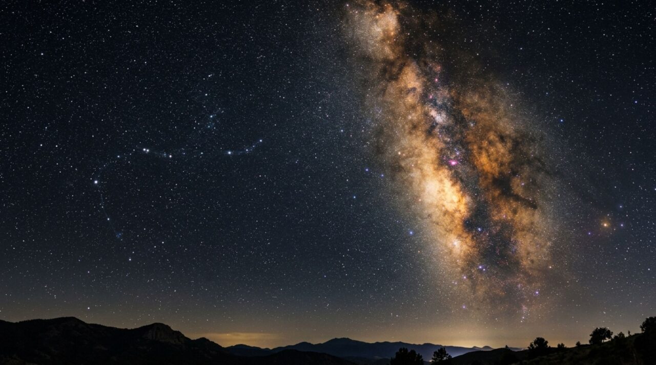 Um bule de estrelas aponta para o centro da Via Láctea: desenho em Sagitário vira mapa simples para encontrar a faixa mais densa da galáxia