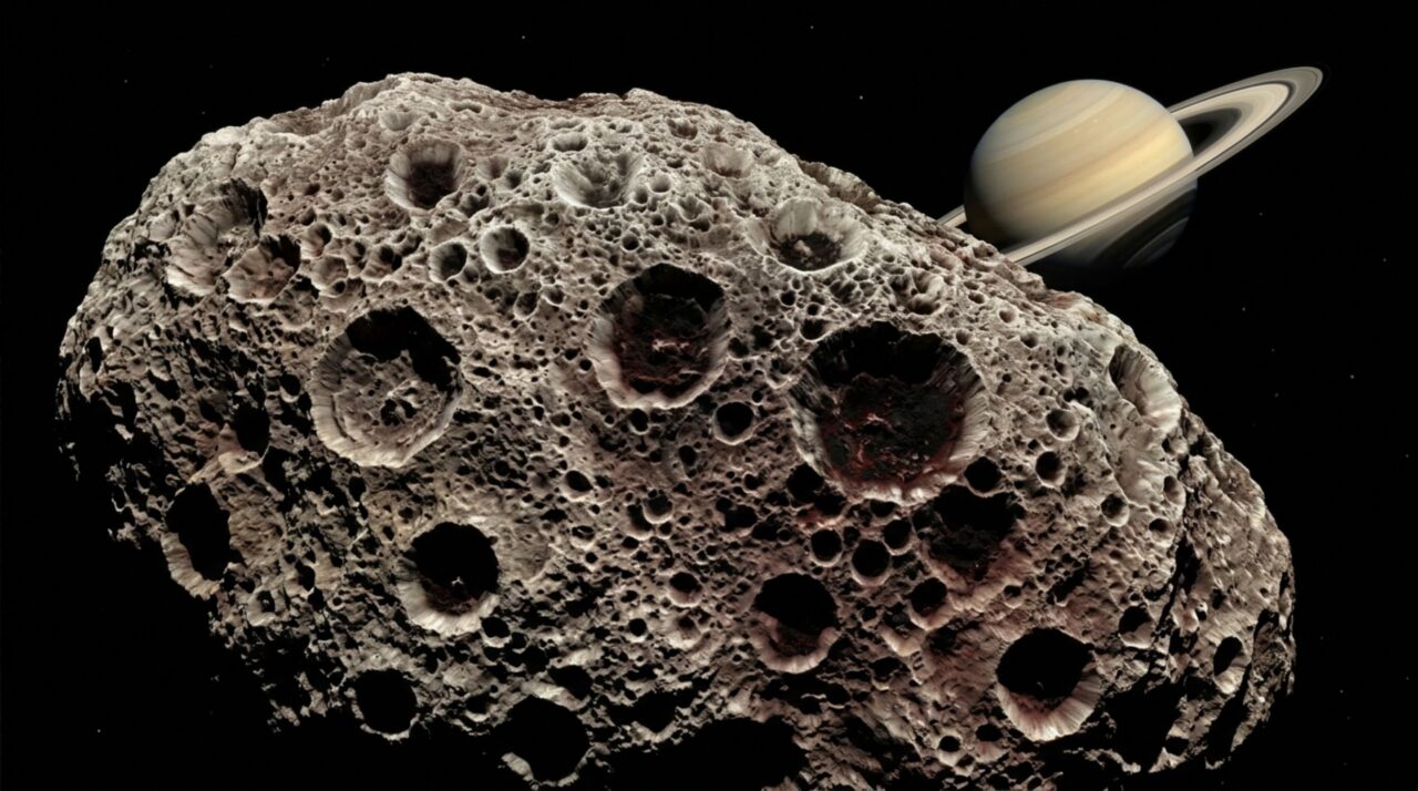 Hyperion não mantém o mesmo lado voltado para Saturno e gira de forma caótica como se estivesse tombando sem padrão pelo espaço
