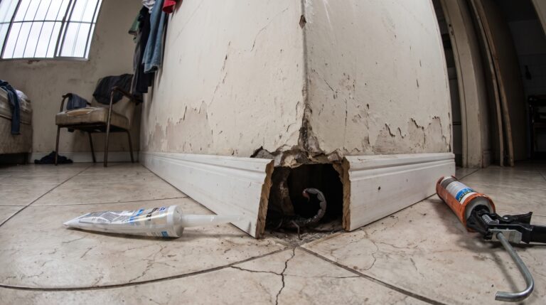 Pequena fresta atrás do rodapé parece irrelevante, mas pode funcionar como abrigo para animais que preferem cantos escuros da casa