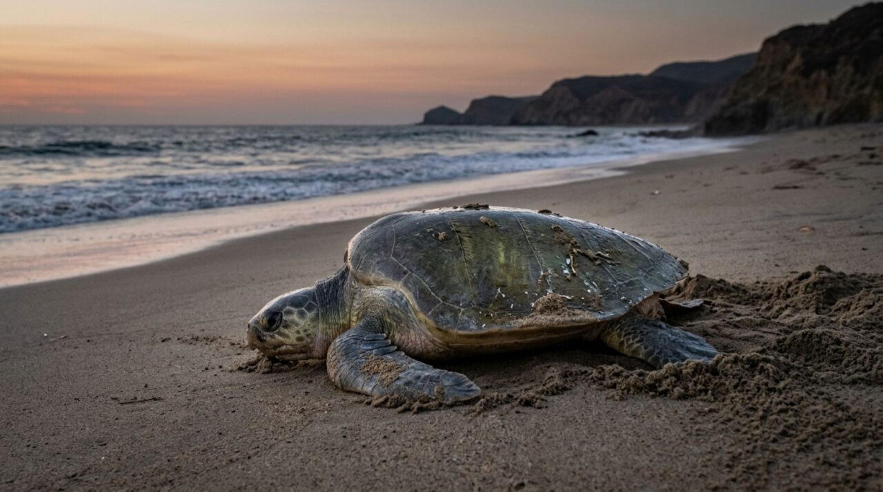 Uma tartaruga cavou a areia da Califórnia e fez algo nunca registrado ali: colocou ovos na costa oeste dos EUA