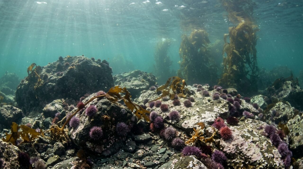 Ondas de calor marinhas e pressão de herbívoros dificultam a recuperação das florestas de kelp