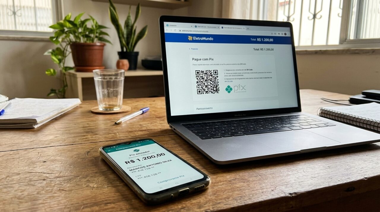 Cliente paga R$ 1.200 por Pix em uma loja virtual e descobre que o dinheiro foi enviado para outra conta após utilizar o QR Code apresentado no pagamento