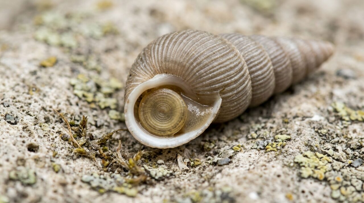 Opérculo permite que pequenos caracóis Cochlostoma fechem a abertura da concha para proteger o corpo