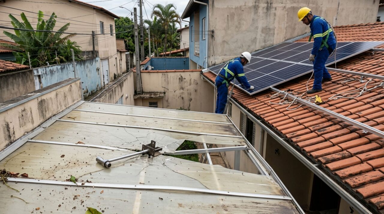 Casal contrata uma empresa para instalar placas solares, funcionário deixa uma ferramenta cair sobre a varanda do vizinho e dono do imóvel cobra o prejuízo, mas nota de serviço identifica quem executava a instalação