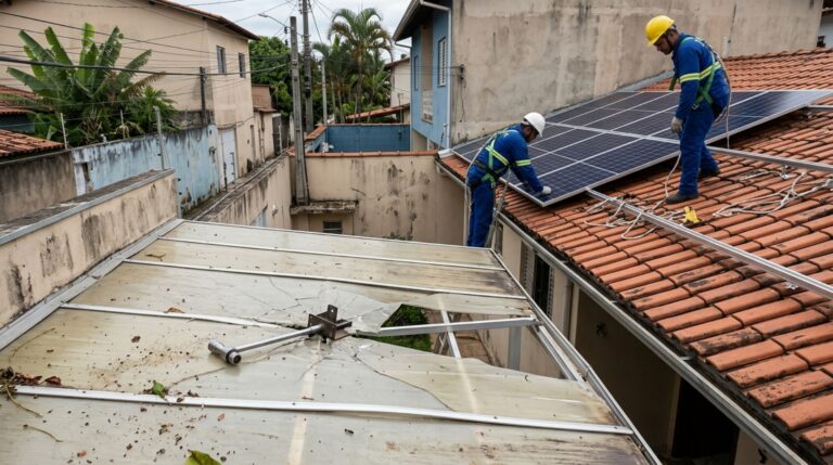 Casal contrata uma empresa para instalar placas solares, funcionário deixa uma ferramenta cair sobre a varanda do vizinho e dono do imóvel cobra o prejuízo, mas nota de serviço identifica quem executava a instalação