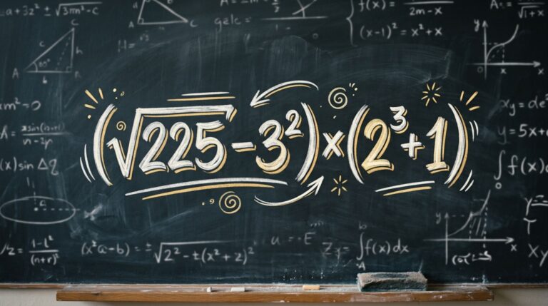 Sem usar lápis e borracha, resolva a expressão (√225 − 3²) × (2³ + 1) e prove que lembra da escola