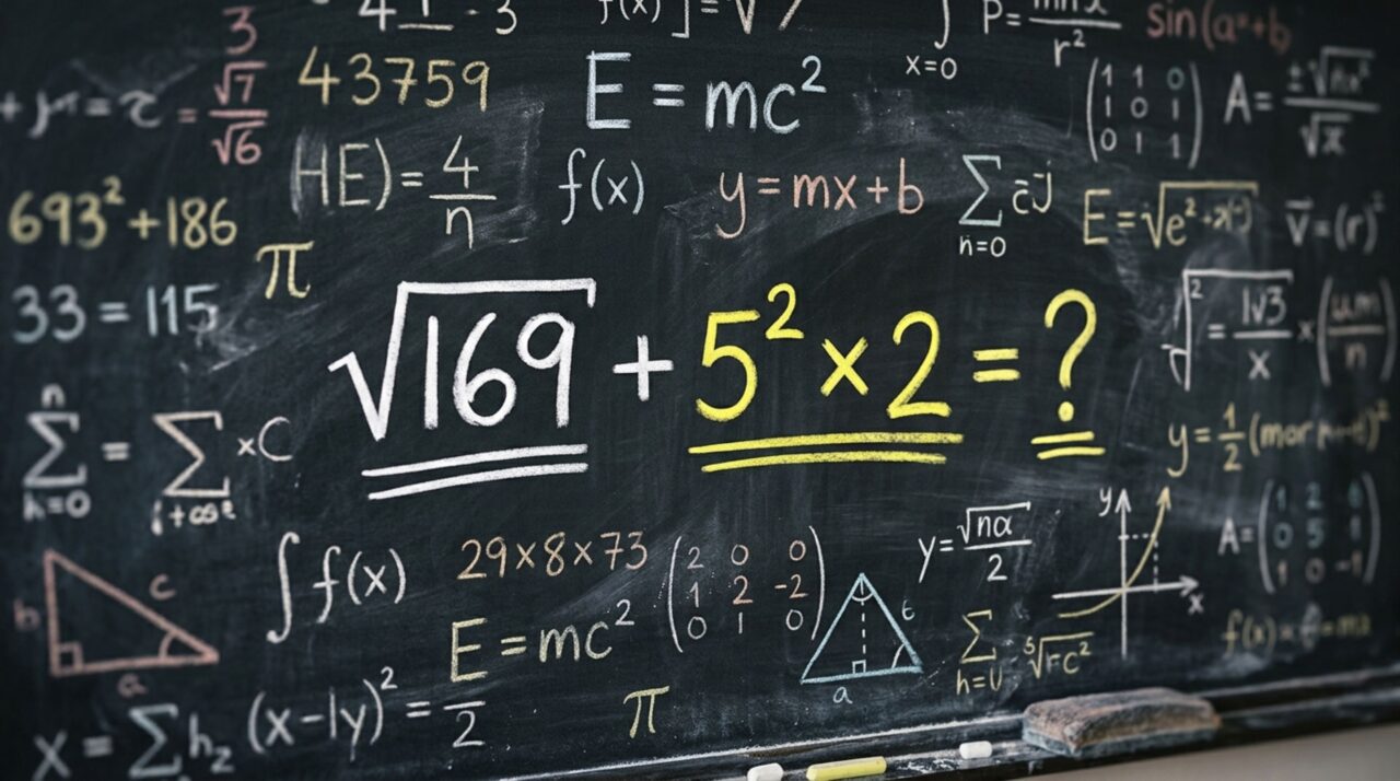 Apenas 1 a cada 10 pessoas consegue ser exceção ao resolver √169 + 5² × 2