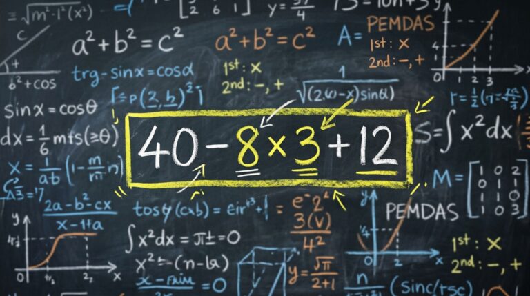Você se lembra da regra para calcular 40 − 8 × 3 + 12?