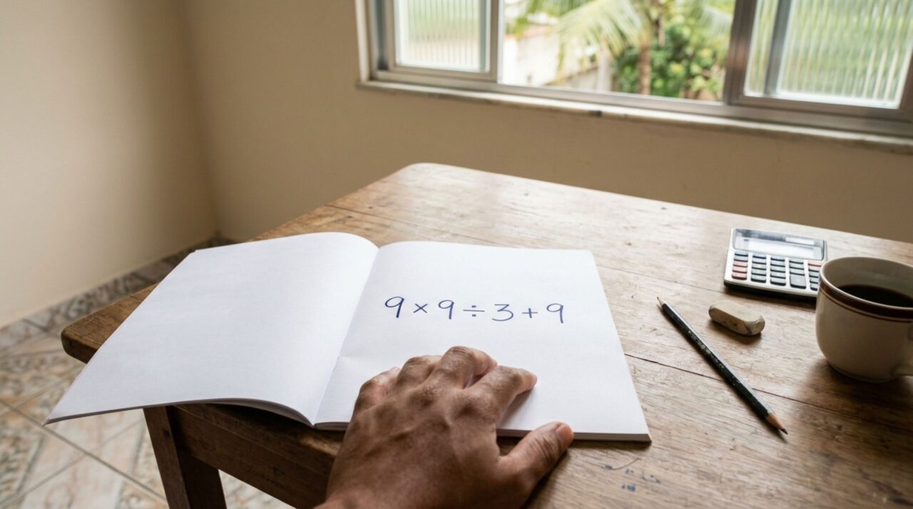 Sem usar calculadora, resolva a equação 9 × 9 ÷ 3 + 9 e veja se você ainda domina as regras