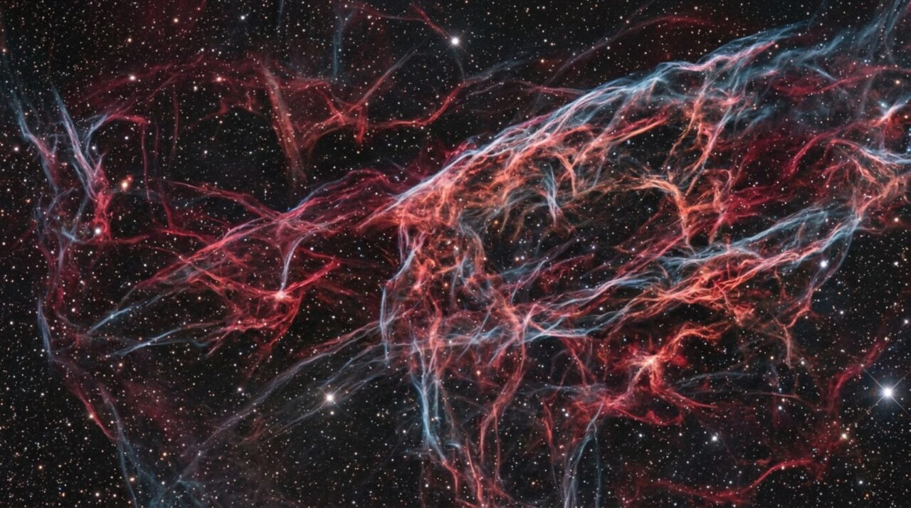 Nebulosa Espaguete revela filamentos de gás formados pela expansão de uma antiga supernova