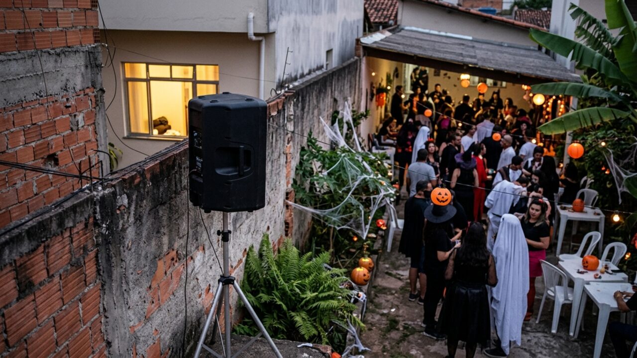 Mulher prepara uma festa de Halloween para 45 convidados e liga o som ainda durante a tarde, mas descobre que não existe uma liberação geral para incomodar os vizinhos antes das 22 horas