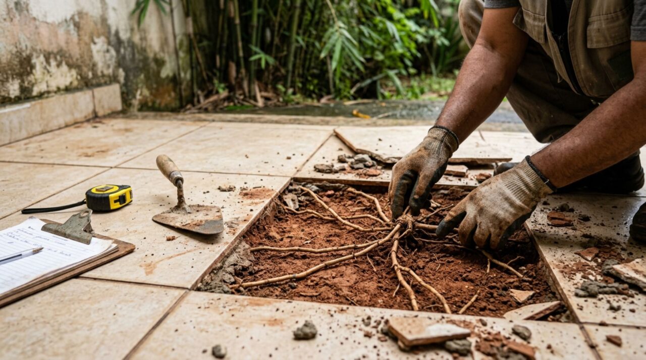 Morador planta uma fileira de bambus para esconder a visão da casa vizinha e aposentada percebe que as raízes começam a levantar o piso de sua varanda