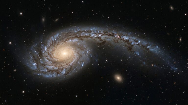 A galáxia Arp 78 apresenta um braço espiral excepcionalmente alongado, possivelmente deformado pela influência gravitacional de NGC 770