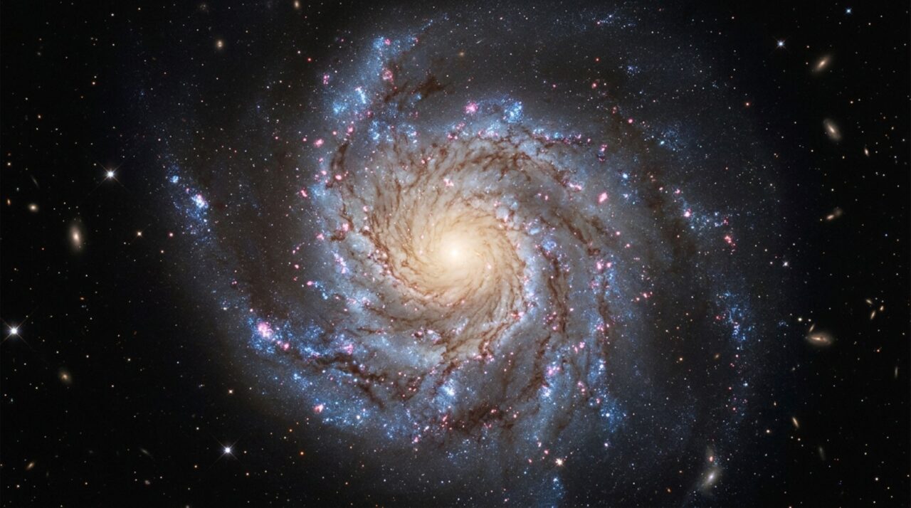 Uma galáxia conhecida ficou duas vezes maior quando astrônomos seguiram estrelas quase invisíveis: jovens pontos de luz estendem Messier 74 muito além do disco brilhante