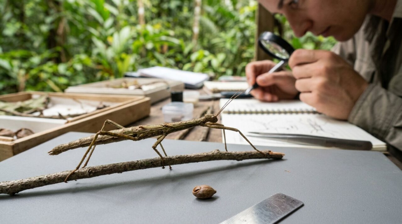 A espécie Anchiale mabiensis, encontrada na floresta Mabi, apresenta corpo mais esguio e ovos com características importantes para sua identificação científica