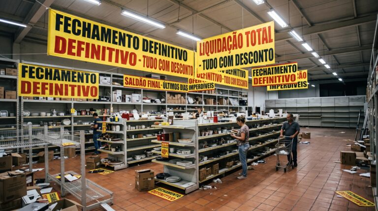 Depois de mais de 50 anos vendendo artigos para casa, rede com 82 lojas entra em falência e termina em liquidação, porque dívida elevada, inflação e queda de demanda impedem que a segunda tentativa de reorganização mantenha as portas abertas