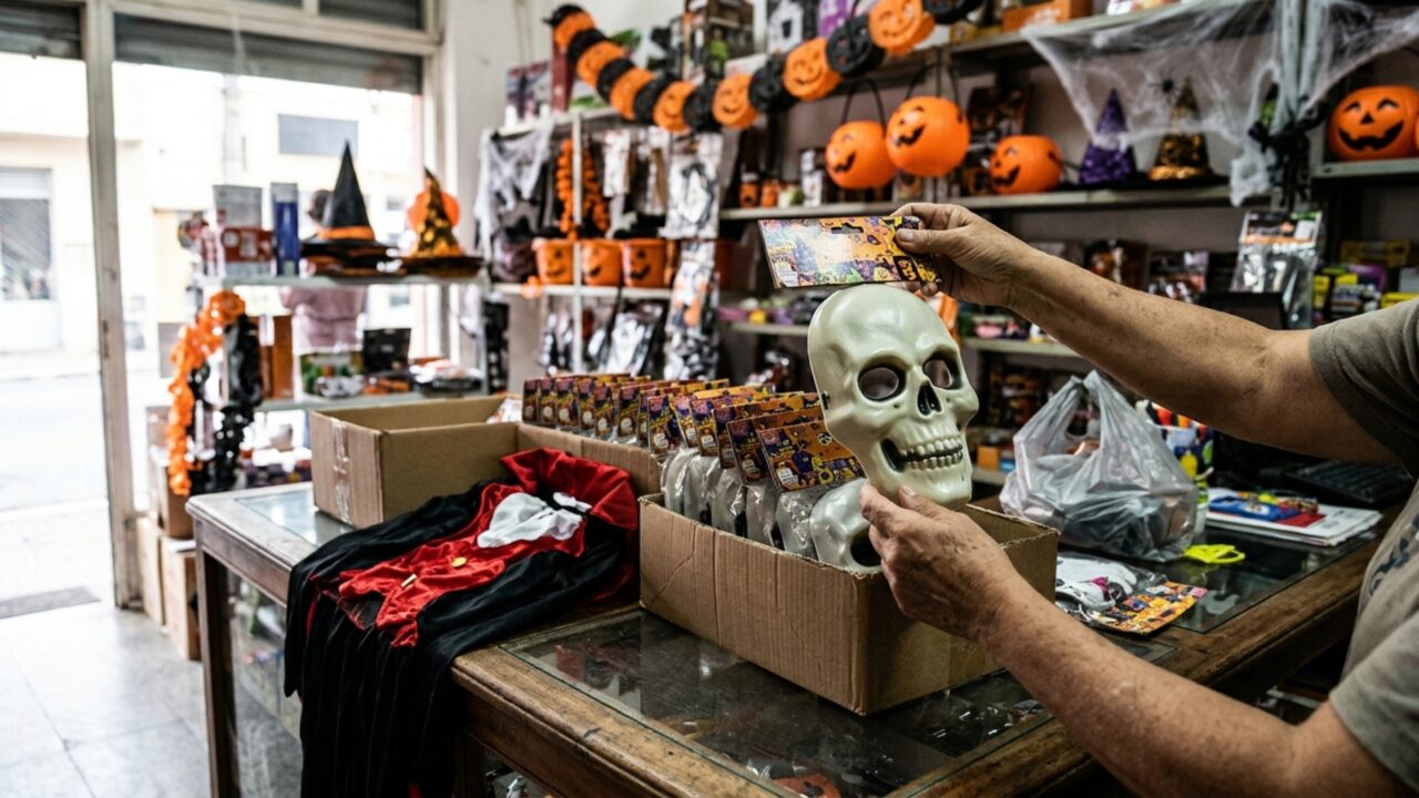 Comerciante compra 60 máscaras de caveira para vender às crianças no Dia das Bruxas e descobre que o acessório pode precisar de certificação do Inmetro mesmo sendo parte de uma fantasia