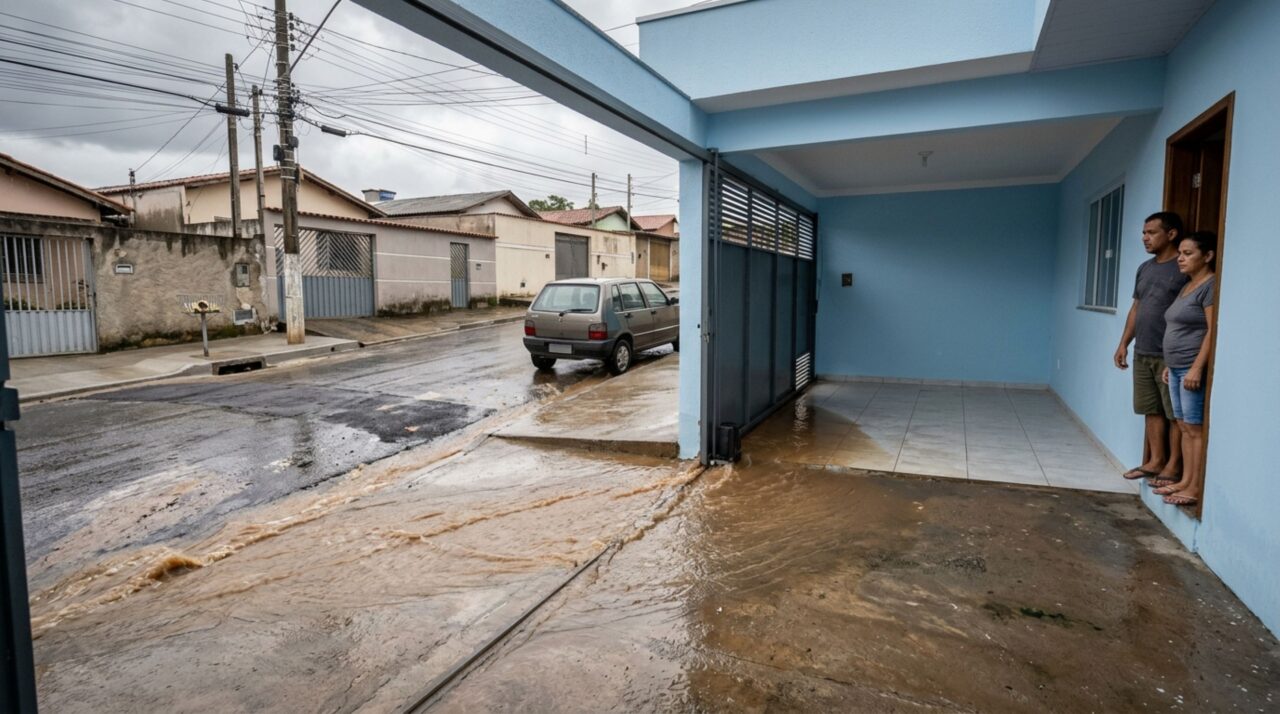 Casal reforma a casa depois de anos economizando, mas uma obra de drenagem realizada na rua modifica o caminho da enxurrada e a primeira tempestade faz a água entrar pela garagem recém-construída