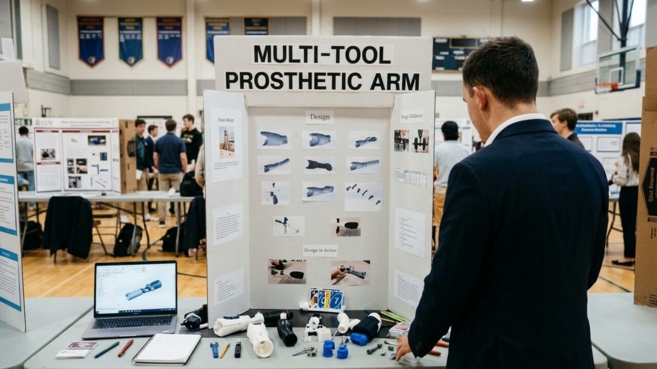 Estudante de 22 anos usa impressora 3D para criar prótese para a irmã de 7 anos, com peças que ajudam a jogar UNO, pintar e usar lanterna