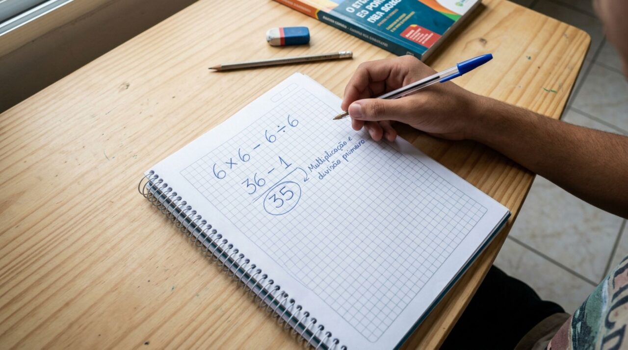 Quase todo mundo começa esta conta 6 × 6 − 6 ÷ 6 pela operação errada: você acertaria?