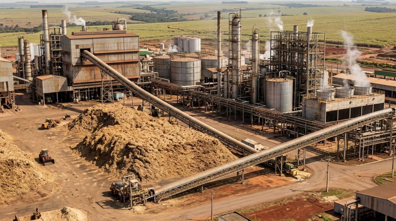 Fábrica em Guariba transforma bagaço de cana em milhões de litros de etanol
