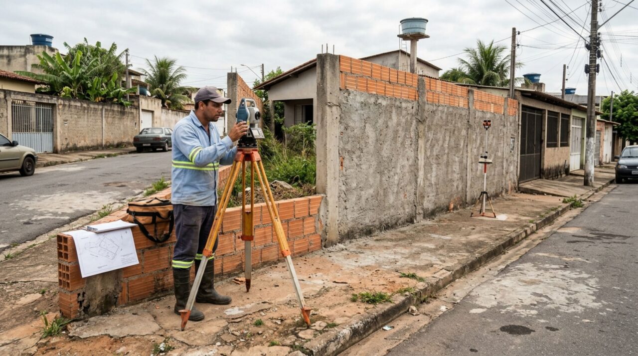 Família compra um terreno de esquina, constrói um muro seguindo a cerca antiga e descobre, durante o levantamento topográfico, que parte da estrutura ficou dentro da área pública