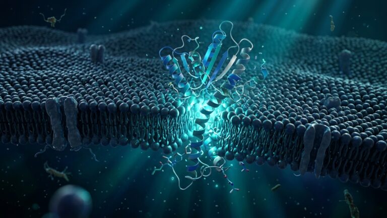 Uma proteína desenhada por computador entrou onde remédios quase não alcançam e bloqueou um receptor ligado à inflamação dentro da membrana celular