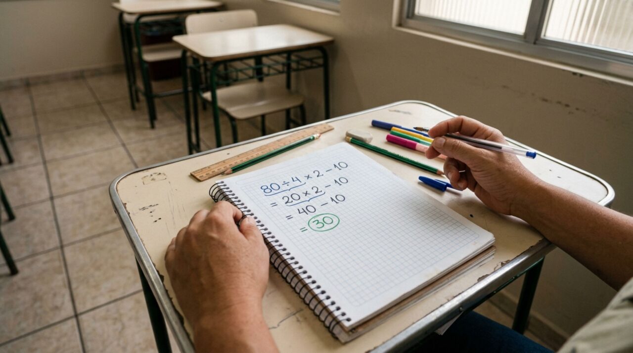 Uma pequena regra na conta 80 ÷ 4 × 2 − 10 separa a resposta certa da errada