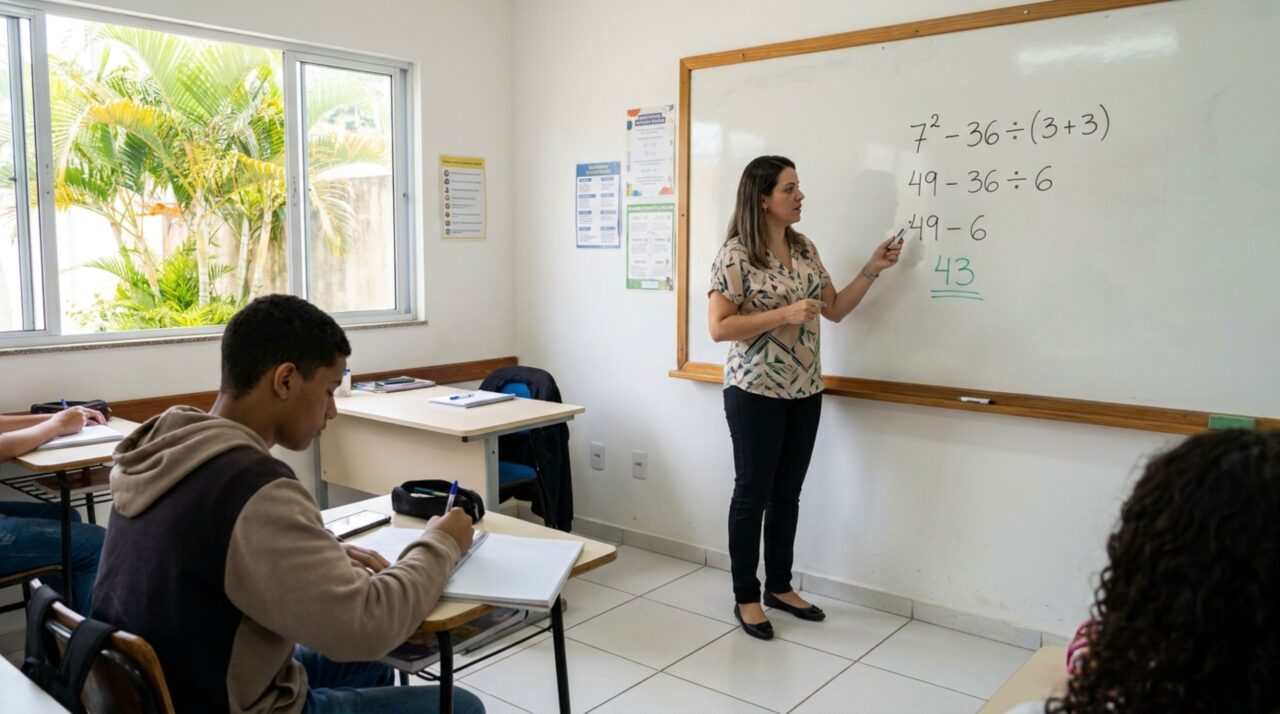 6 a cada 7 pessoas falham em resolver 7² − 36 ÷ (3 + 3) corretamente por esquecer de uma regra antiga